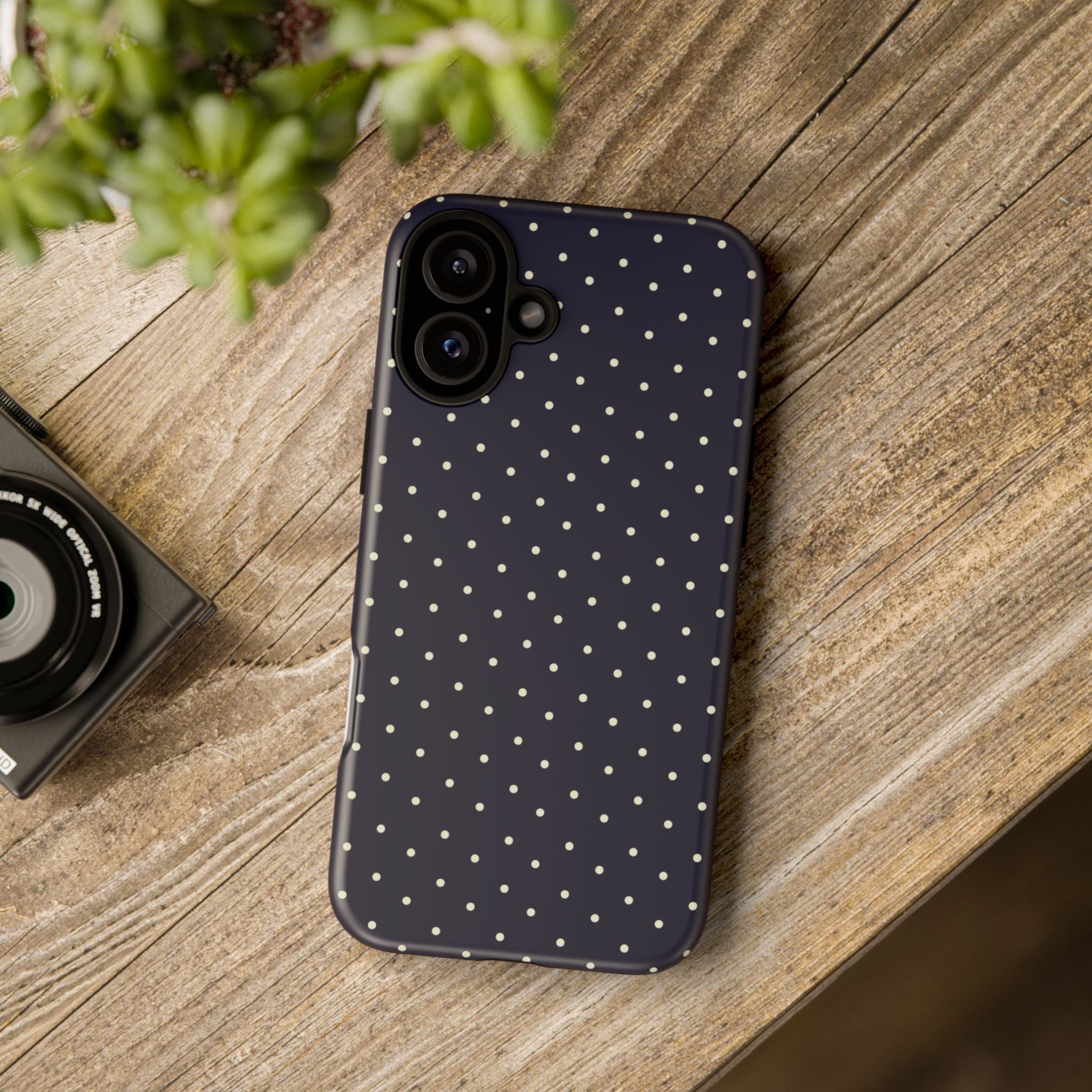 Navy Polka Dots Phone Case