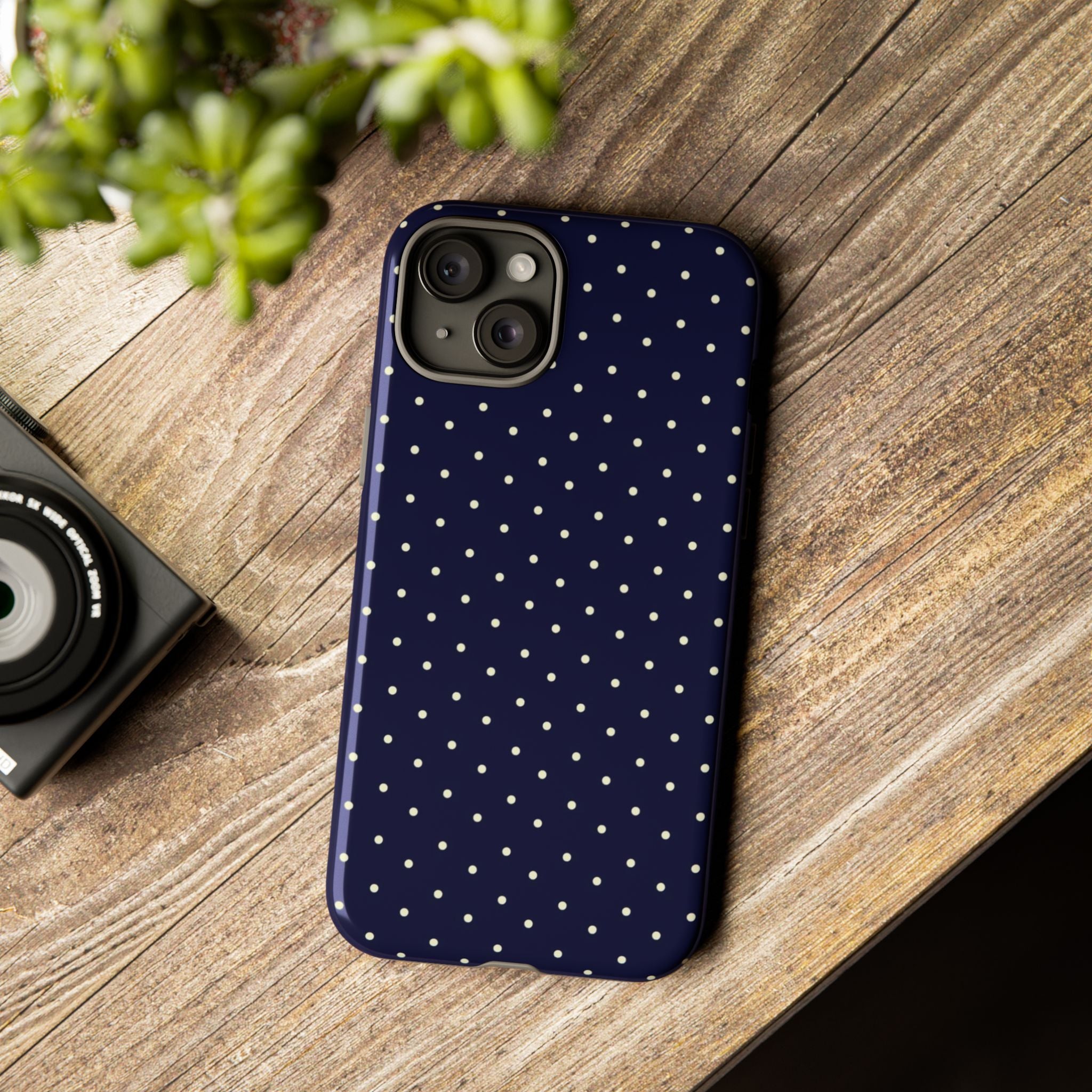 Navy Polka Dots Phone Case