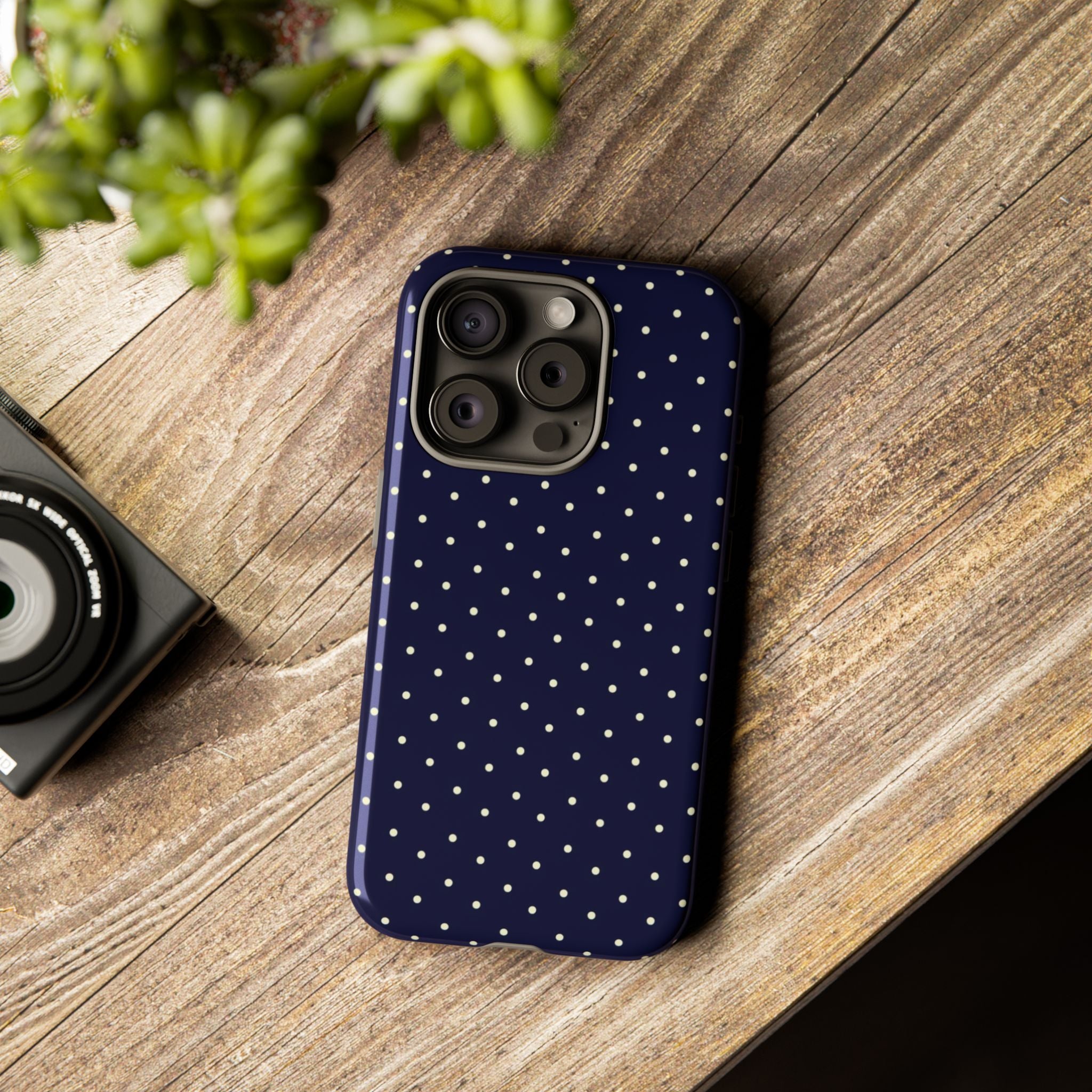 Navy Polka Dots Phone Case
