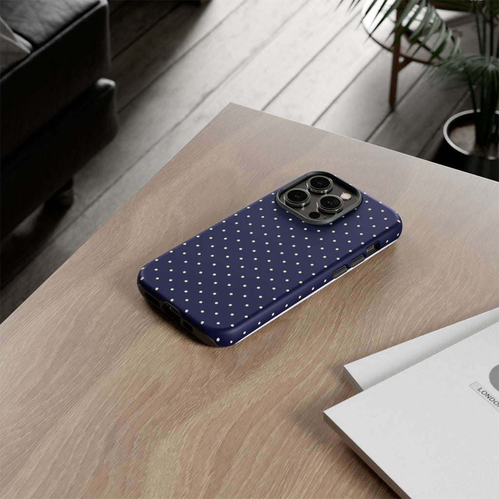 Navy Polka Dots Phone Case