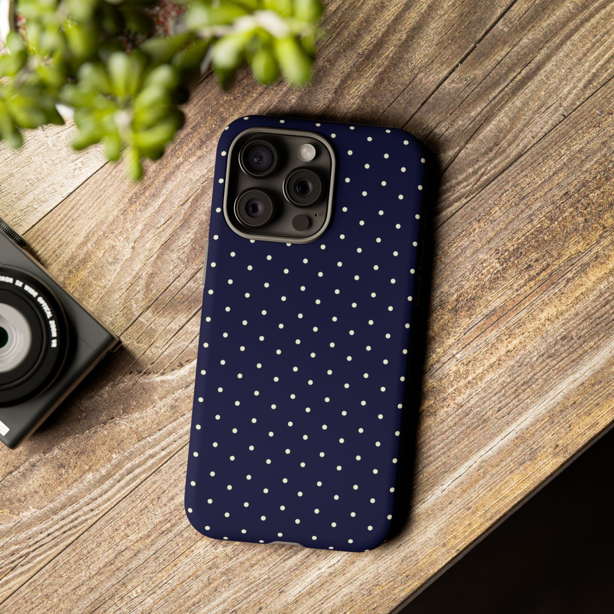 Navy Polka Dots Phone Case