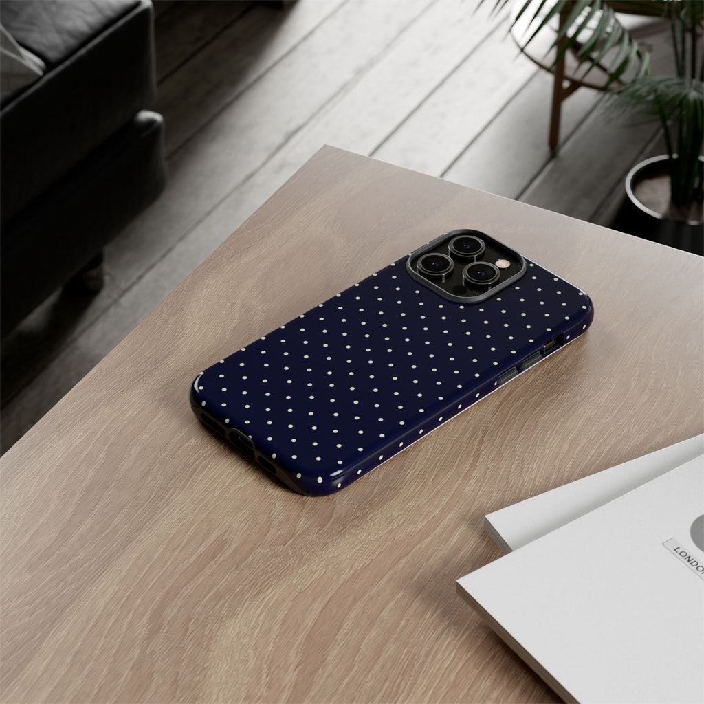 Navy Polka Dots Phone Case